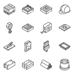 
Construction Equipment Glyph Isometric Icons

