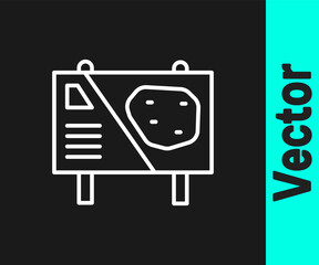 White line Amusement park billboard icon isolated on black background. Entertainment in vacation. Vector.