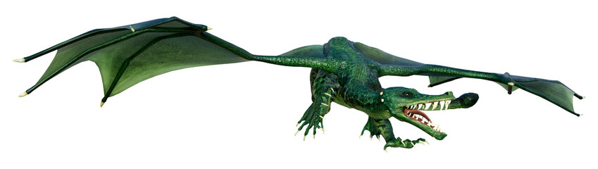 3D Rendering Fairy Tale Dragon on White