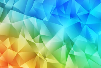 Light Blue, Yellow vector shining triangular backdrop.