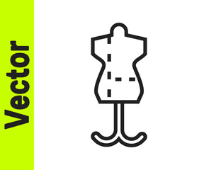 Black line Mannequin icon isolated on white background. Tailor dummy. Vector.