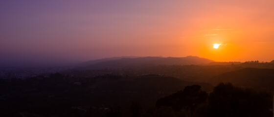 Sunset over the Hollywood hills