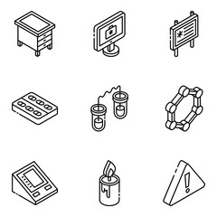 
Pack of Hospital Appliances Glyph Isometric Icons
