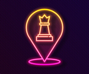 Glowing neon line Chess icon isolated on black background. Business strategy. Game, management, finance. Vector.