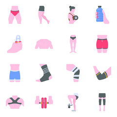 
Pack off Knee Pads Flat Icons 
