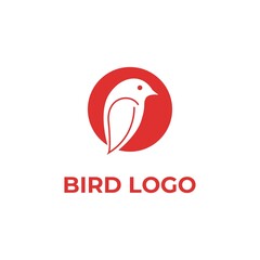 Creative Modern Red Bird. Vector Simple Luxury Initial Design