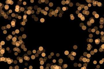Bokeh christmas lights overlay on black background for graphic editors, light frame - obrazy, fototapety, plakaty