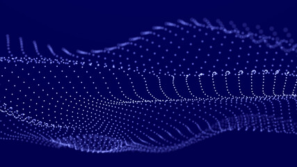 Digital wave with meny dots. Abstract backdrop of dynamic wave. Technology or science banner. 3d