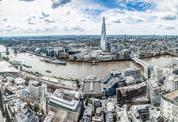 aerial view of South London with London Bridge  Shard skyscraper and River Thames