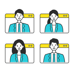 Vector illustration of business people having communication via telecommuting system.