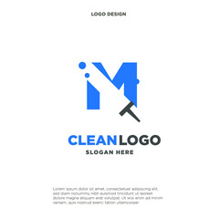 Letter M with windows cleaning logo