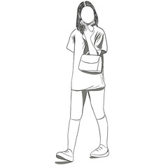 Beautiful young woman wearing surgical a mask on her chin,which is invalid and unable to prevent the spread of Coronaviruses epidemic,air pollution.Creative with illustration in flat design.