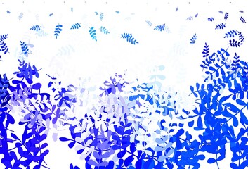 Fototapeta na wymiar Light BLUE vector doodle backdrop with leaves.