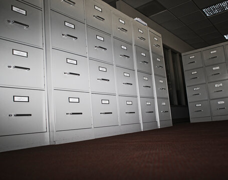 Filing Cabinets In An Office.