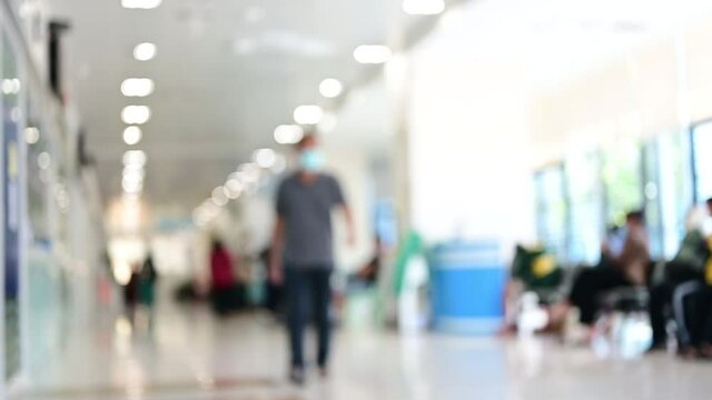 blurred hospital background video from perspective building hallway for useus way to medicine or hospital motion background
