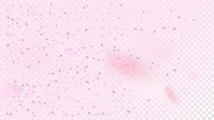 Nice Sakura Blossom Isolated Vector. Watercolor Showering 3d Petals Wedding Border. Japanese Bokeh Flowers Illustration. Valentine, Mother's Day Feminine Nice Sakura Blossom Isolated on Rose