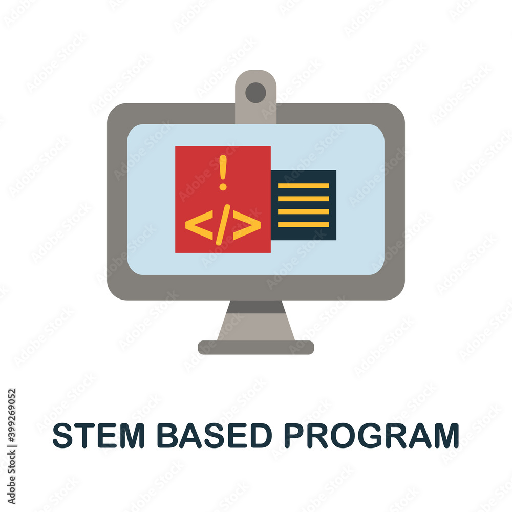 Aufkleber stem based program flat icon. color simple element from stem education collection. creative stem bas