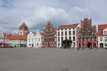 Marktplatz in Greifswald an der Ostsee in Mecklenburg-Vorpommern