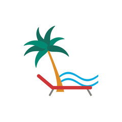 Sun Lounger flat icon. Color simple element from summer tourism collection. Creative Sun Lounger icon for web design, templates, infographics and more