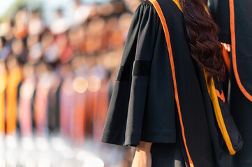 The back image of the Graduation Ceremony Congratulated the graduates in University,Concept education congratulation.