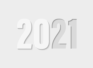 Happy New Year 2021 background. Greeting card 2021 Fonts flyer view from above banner. Celebrate brochure paper cut icon