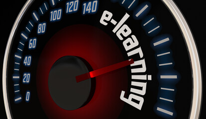 E-learning Online Virtual Remote Education Speedometer 3d Illustration