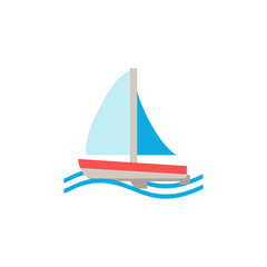 Sailboat flat icon. Color simple element from summer tourism collection. Creative Sailboat icon for web design, templates, infographics and more