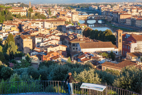 View of city from Piazza Michelangelo, Florence, Tuscany, Italy.