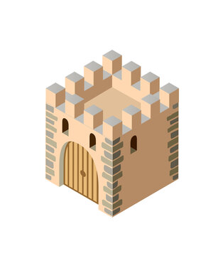Fort ancient historic antique fortress castle isometric building