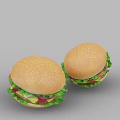 Burger 3d package mockup render model for product packaging design
