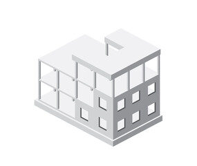 Industrial objects isometrics in the big city skyscrapers under