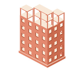 Industrial objects isometrics in the big city skyscrapers under