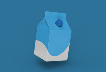 Pasteurized Milk Box 3d render mockup for product design.