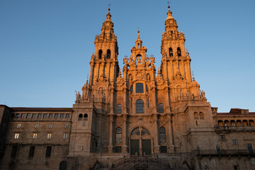Fototapeta na wymiar Fachada barroca de la catedral de Santiago de Compostela.