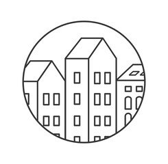 Linear silhouette city logo sign line icon line building