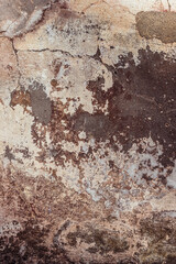 Cracked and peeling paint old wall background.