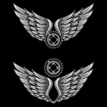 Wing and Gear Logo illustration