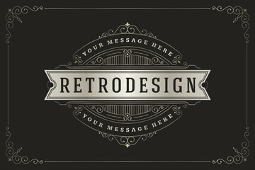 Vintage logo template vector elegant flourishes ornaments vignettes