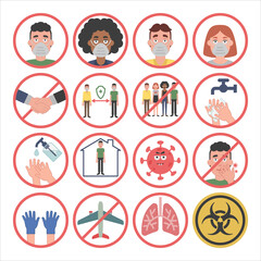 Information about covid-19 and virus protection tips. Vector illustration