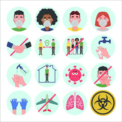 Information about covid-19 and virus protection tips. Vector illustration