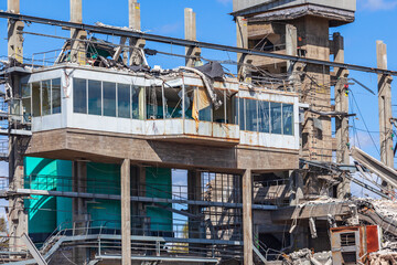 Demolished factory building with some parts standing up