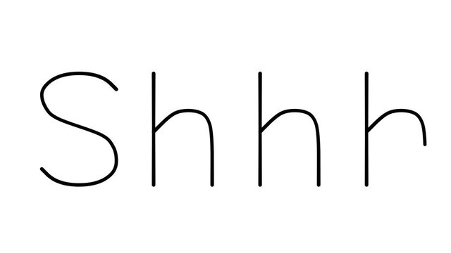 Shhh Handwritten Text Animation in Various Sans-Serif Fonts and Weights
