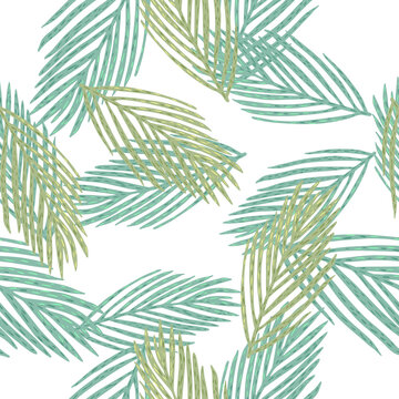 Isolated seamless botanic new year pattern with green and blue fir branches. White background.