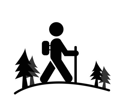 Hiker Walking Through Woods Icon