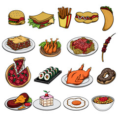 Vector bundle of assorted foods

