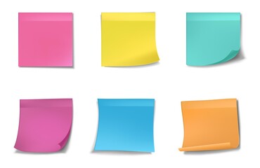 3d realistic vector colorful paper squares for notes.