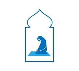 Prayer Room Icon. Moslem Praying Area Vector Illustration. Salat Place Sign and Symbol. Islamic Activities Logo Template. EPS 10.