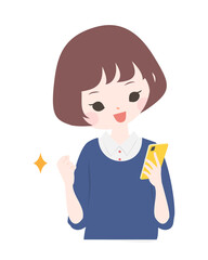 スマートフォンを操作する若い女性　上半身