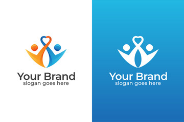 modern color people care logo. romance happy valentine symbol. People human together family unity logo icon