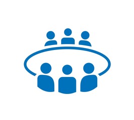 Board room members sitting around a table icon